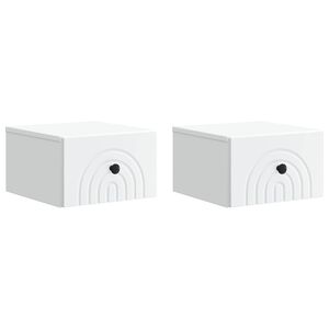 vidaXL Cabinet de chevet mural 2 pcs Blanc 33 x 34,5 x 20 cm