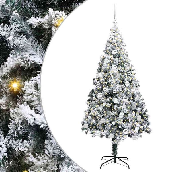 vidaXL Sapin de No&euml;l artificiel Blanc 180 cm PVC, Acier et Plastique