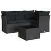vidaXL Salon de jardin 5 pcs avec coussins noir r&eacute;sine tress&eacute;e