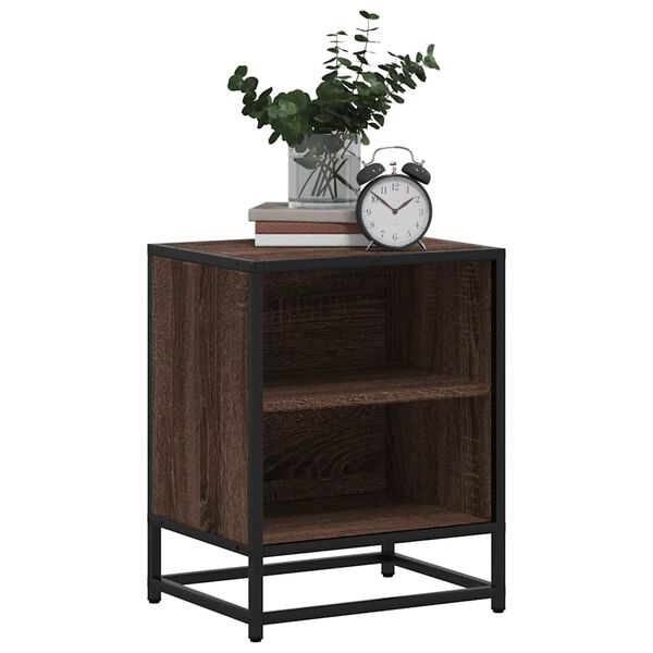 vidaXL Table de chevet chêne marron 40x31x50cm bois d'ingénierie métal
