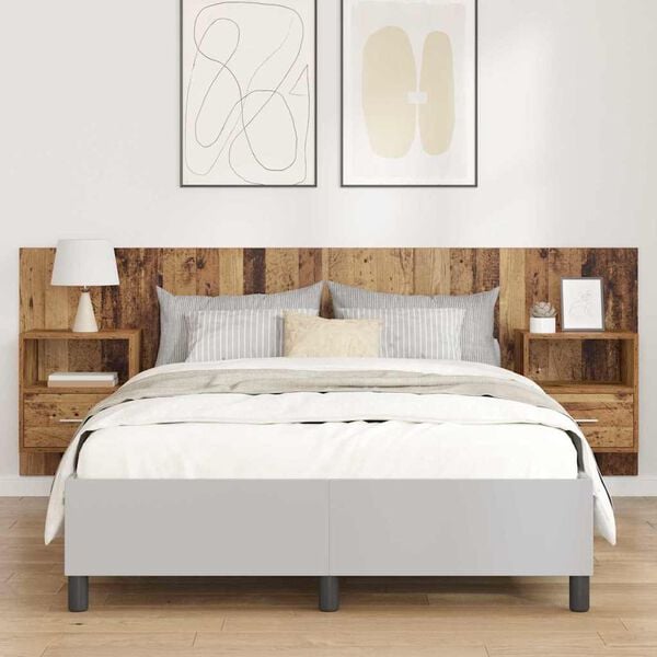 vidaXL T&ecirc;te de lit avec armoire 3 pcs Bois Ancien Bois d'ing&eacute;nierie