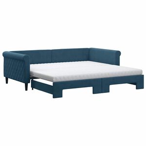 vidaXL Lit de jour avec lit gigogne et matelas bleu 100x200 cm velours