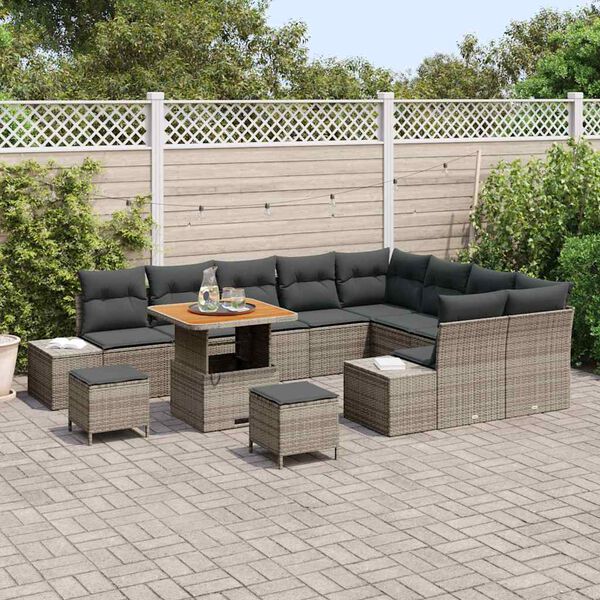 vidaXL Ensemble de canap&eacute; de jardin 12 pcs Gris clair et gris fonc&eacute;