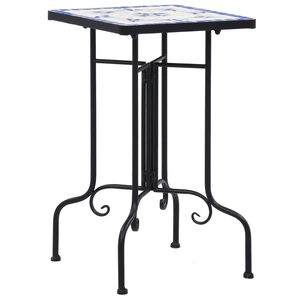 vidaXL Table de bistro mosa&iuml;que bleu et blanc C&eacute;ramique