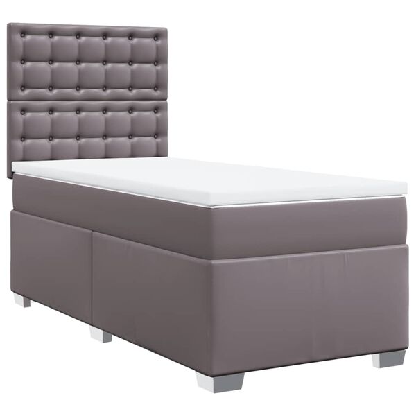 vidaXL Sommier &agrave; lattes de lit avec matelas Gris 80x200 cm Similicuir