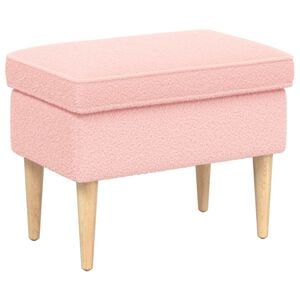 vidaXL Pouf Rose 55 x 35 x 41 cm Boucl&eacute;