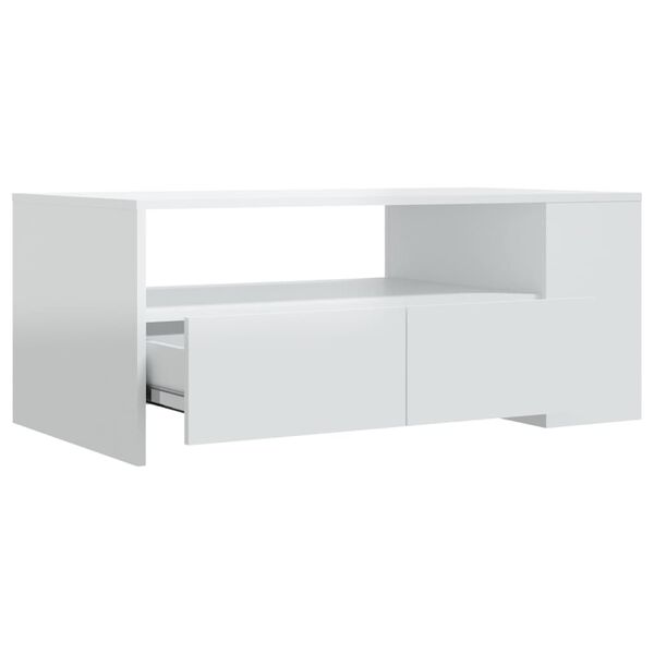 vidaXL Table basse blanc brillant 102x55x42 cm bois d'ing&eacute;nierie