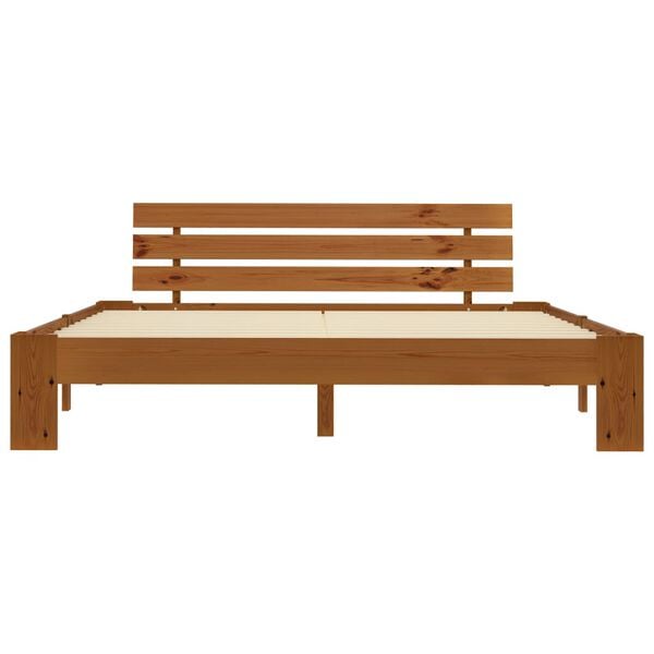 vidaXL Cadre de lit sans matelas marron miel 160x200cm bois pin massif
