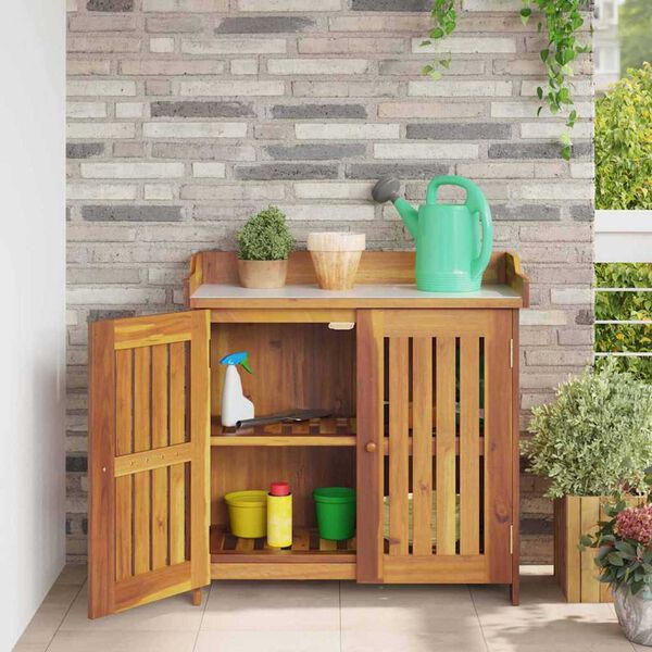 vidaXL Armoire de jardin avec &eacute;tag&egrave;re Naturel 78 x 36,5 x 78 cm