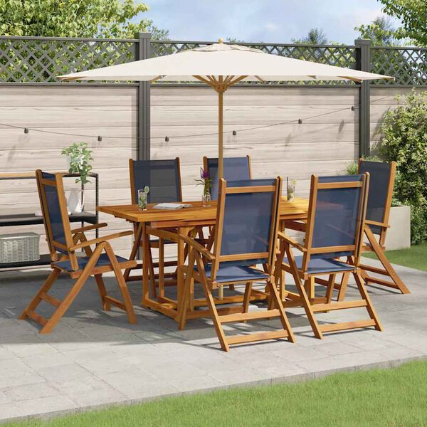 vidaXL Ensemble &agrave; Manger de jardin 7pcs bois d'acacia solide textil&egrave;ne