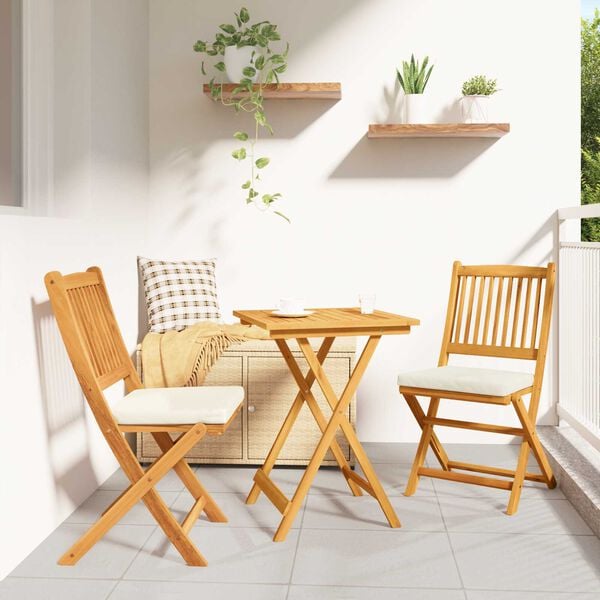 vidaXL Ensemble bistro de jardin 3 pcs Marron Bois d'Acacia Massif