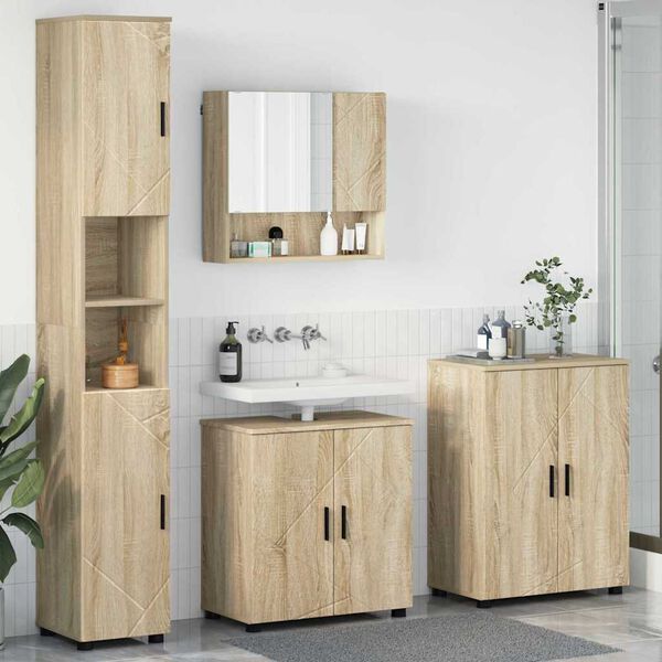 vidaXL Ensemble de mobilier de salle de bain 4 pcs Ch&ecirc;ne Sonoma