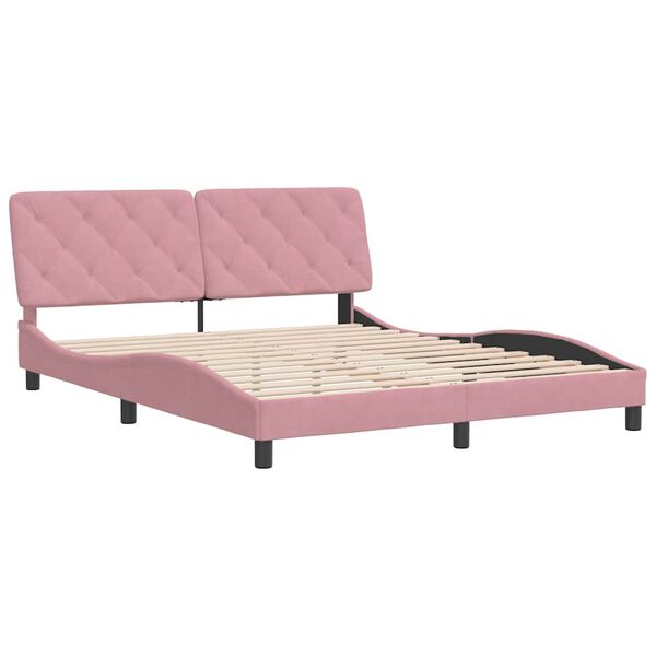vidaXL Cadre de lit sans matelas rose 160x200 cm velours