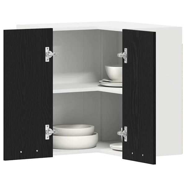 vidaXL Armoire suspendue avec &eacute;tag&egrave;re Lyon Ch&ecirc;ne noir 57 x 57 x 60 cm