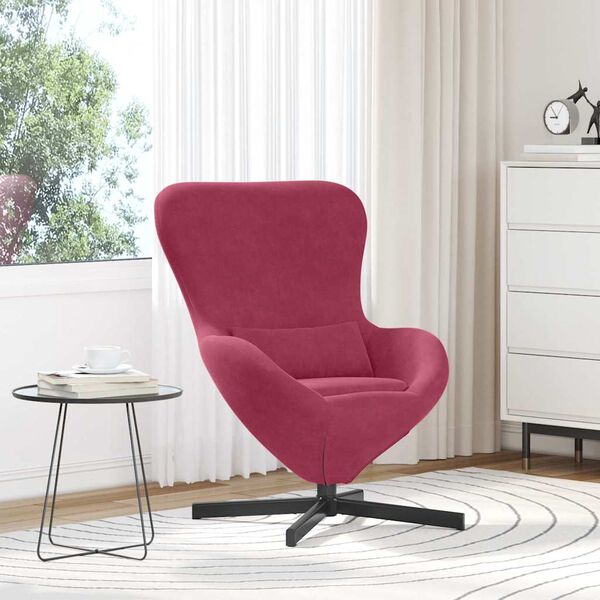 vidaXL Fauteuil &oelig;uf Bordeaux 63 x 73 x 90 cm Velours
