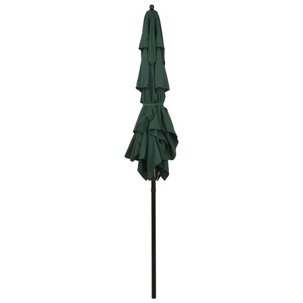 vidaXL Parasol de jardin &agrave; 3 niveaux avec m&acirc;t en aluminium vert 2x2 m
