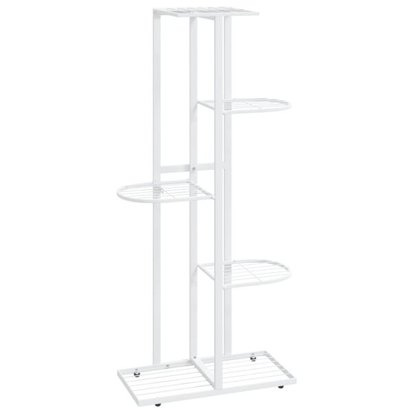 vidaXL Support pour plantes 5 niveaux 43x22x98 cm Blanc M&eacute;tal