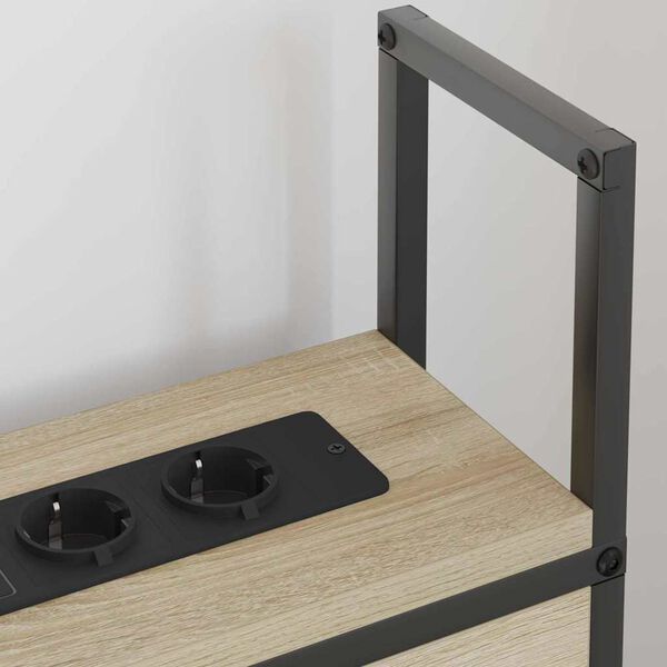 vidaXL Headboard de Rangement avec Station de Charge Ch&ecirc;ne sonoma