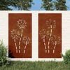 vidaXL D&eacute;corations murales de jardin 2pcs 105x55 cm design de fleur