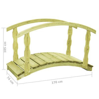vidaXL Pont de jardin avec balustrade 170x74x105 cm Pin imprégné