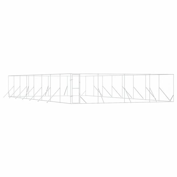 vidaXL Chenil d'ext&eacute;rieur pour chiens argent&eacute; 8x16x2 m acier galvanis&eacute;