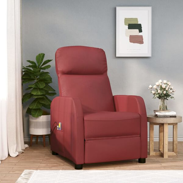vidaXL Fauteuil de massage électrique Rouge bordeaux Similicuir