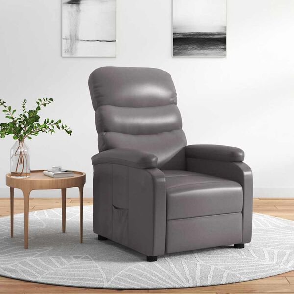 vidaXL Fauteuil inclinable r&eacute;glable avec repose-pieds gris similicuir