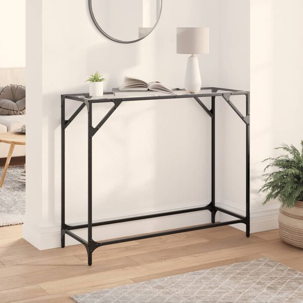 vidaXL Table console avec dessus en verre transparent 98x35x81cm acier