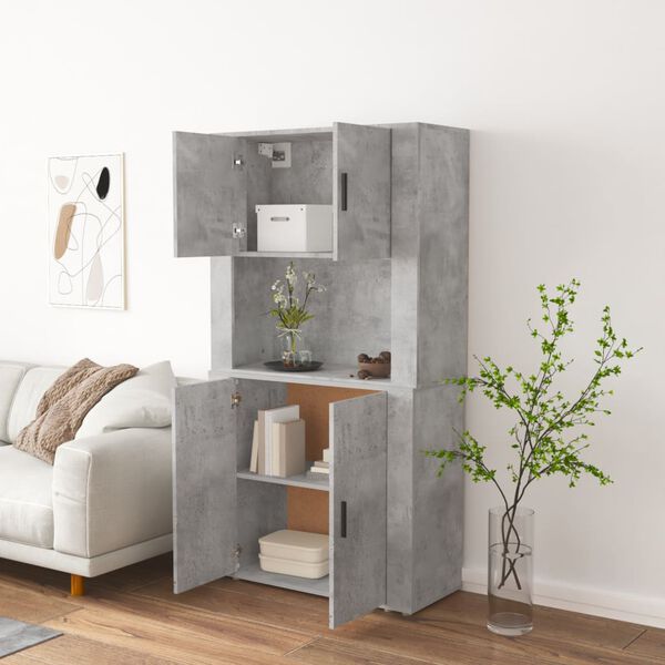 vidaXL Buffet haut Gris b&eacute;ton Bois d'ing&eacute;nierie
