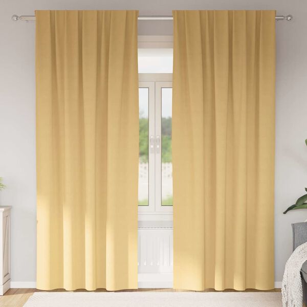 vidaXL Rideaux occultants avec anneaux 2 pcs Beige 245 x 140 cm