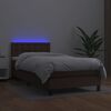 vidaXL Sommier &agrave; lattes de lit avec matelas et LED Marron 90x190 cm