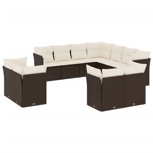 vidaXL Salon de jardin et coussins 11 pcs marron r&eacute;sine tress&eacute;e