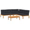 vidaXL Salon palette de jardin avec coussins 4pcs bois d'acacia massif