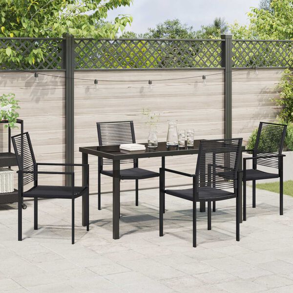 vidaXL Ensemble de salle &agrave; manger pour jardin 5 pcs Noir