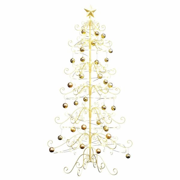 vidaXL Arbre de No&euml;l en m&eacute;tal Dor&eacute; 215 cm Acier peint par poudre