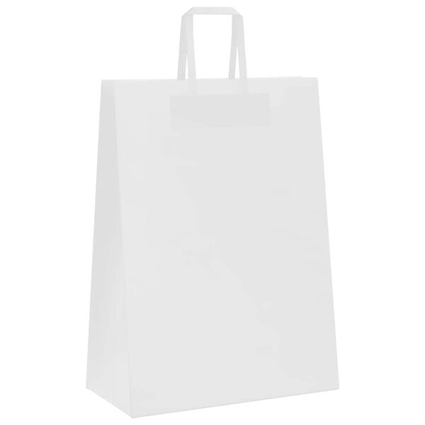 vidaXL Sacs en papier 50 pcs avec poign&eacute;es blanc 32x17x44 cm
