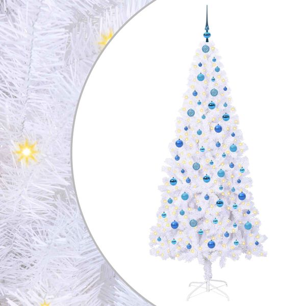 vidaXL Sapin de No&euml;l artificiel avec 300 LED Blanc 210 cm PVC et Acier