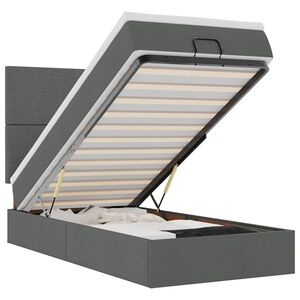 vidaXL Cadre de lit ottoman avec matelas gris fonc&eacute; 90x190 cm tissu