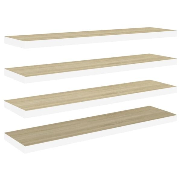vidaXL &Eacute;tag&egrave;res flottantes 4 pcs Ch&ecirc;ne et blanc 90x23,5x3,8 cm MDF