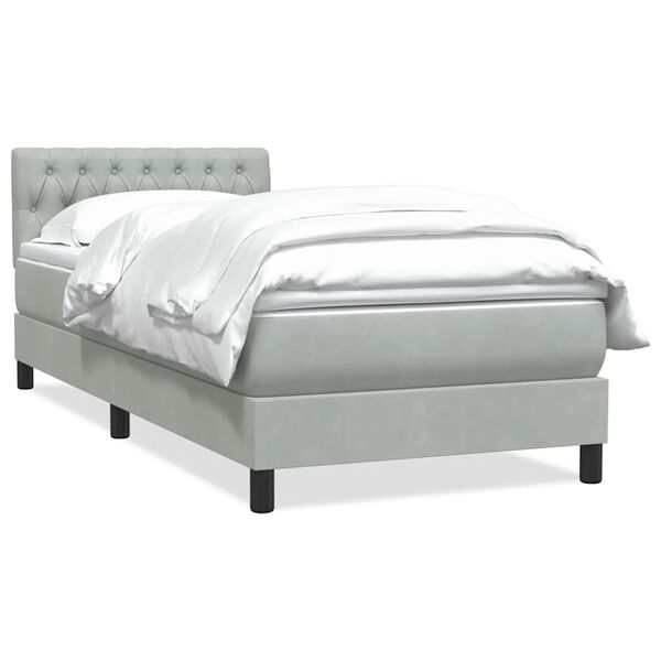 vidaXL Sommier &agrave; lattes de lit et matelas gris clair 80x210 cm velours