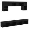 vidaXL Unit&eacute;s murales TV avec LED 6 pc Ch&ecirc;ne noir Bois d'ing&eacute;nierie