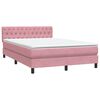 vidaXL Sommier &agrave; lattes de lit avec matelas rose 160x220 cm velours