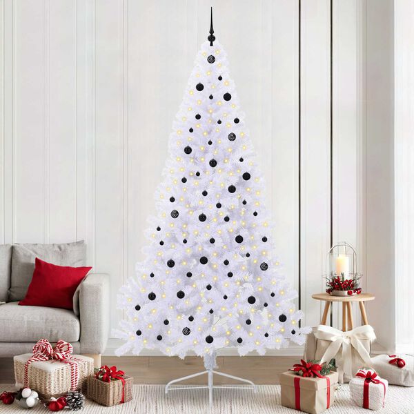 vidaXL Sapin de No&euml;l artificiel avec 300 LED Blanc 240 cm PVC et Acier