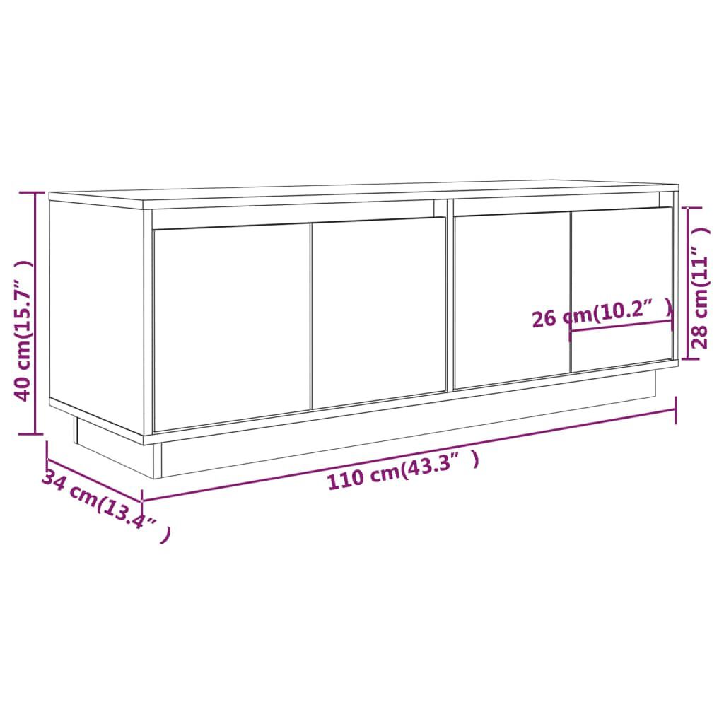 Meuble TV FLAM En Pin Massif 110x40x50 Cm - Neuf, Marque VidaXL, Rangement Télé