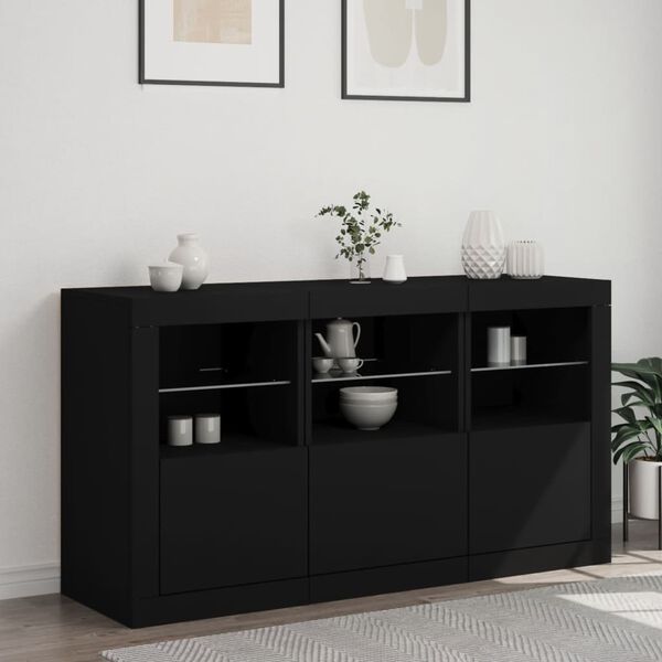 vidaXL Buffet avec lumières LED noir 123x37x67 cm