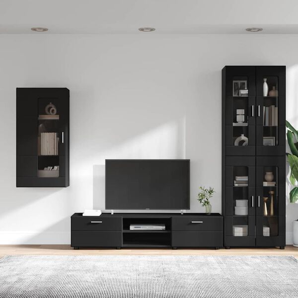vidaXL Ensemble meuble TV avec tiroir FLORIN Noir Bois d'ing&eacute;nierie