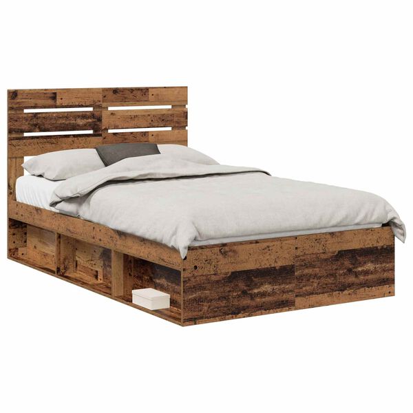vidaXL Cadre de lit Bois ancien 135 x 190 cm Pin massif
