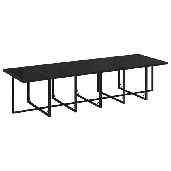 vidaXL Ensemble &agrave; manger de jardin coussins 13 pcs R&eacute;sine tress&eacute;e Noir