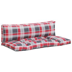 vidaXL Coussins de palette lot de 2 motif &agrave; carreaux rouge tissu