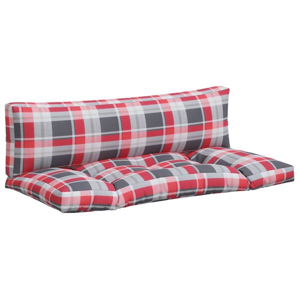 vidaXL Coussins de palette lot de 2 motif &agrave; carreaux rouge tissu